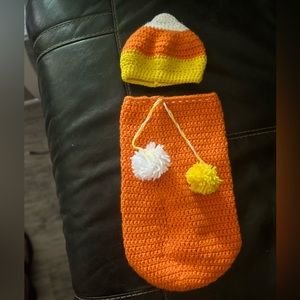 Newborn baby candy corn cocoon, hand crochet, new ❤️